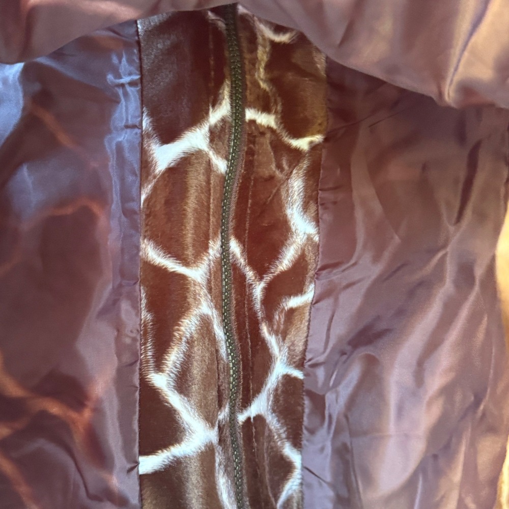 Jordan Giraffe Print Faux Fur Vest Sleeveless Brown Full Zip Womens XL NWT - Picture 6 of 7